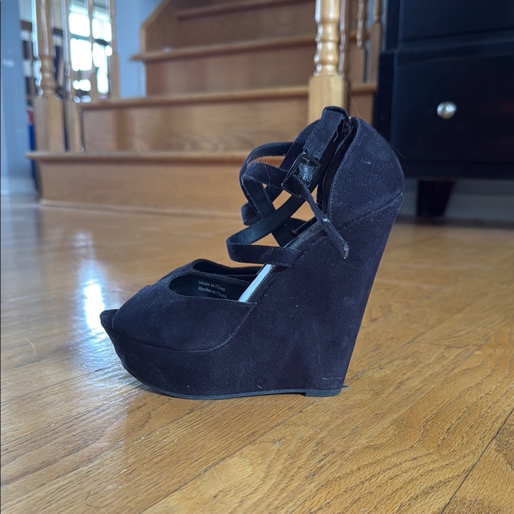 Forever 21 Black Wedge Heels with Mary Jane Strap